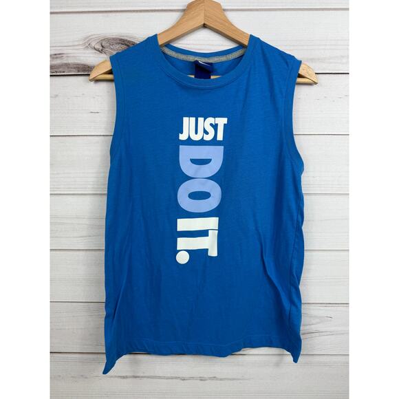 Nike Just Do It Blue Sleeveless Tank Size Small - Picture 1 of 8